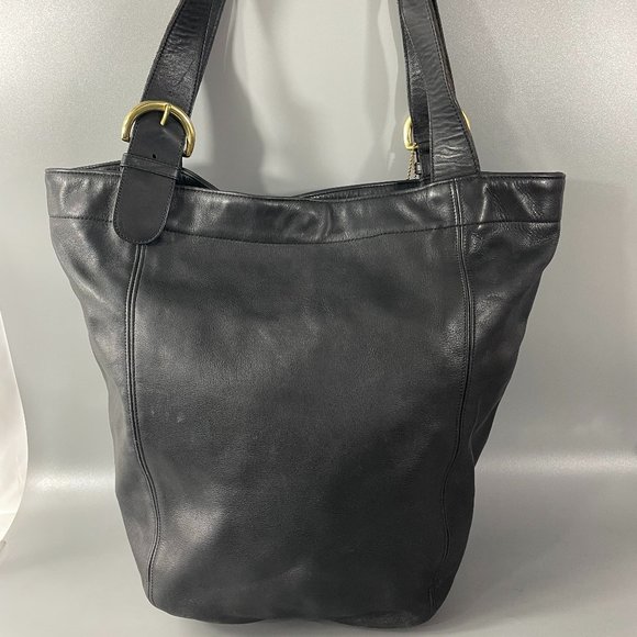 Authentic COACH Large Soho Black Leather Shopping Tote Bag - Picture 5 of 15